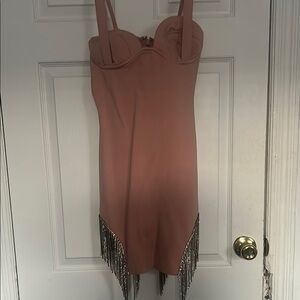Fashion Nova Blush Mini Dress with Fringe